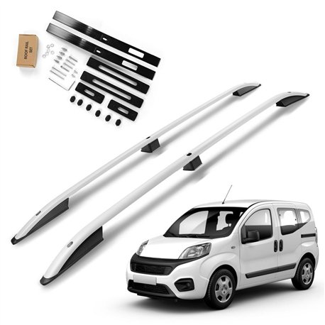 Roof rails for Fiat Qubo I 225 2008-2019 SKYPORT Silver Aluminum Plastic