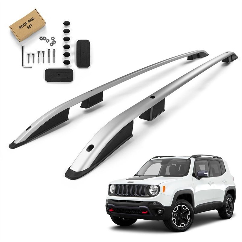 Roof rails for Jeep Renegade I BU 2014- SKYPORT Silver Aluminum Plastic