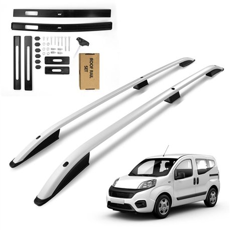 Roof rails for Fiat Qubo I 225 2008-2019 SKYPORT Silver Aluminum Plastic
