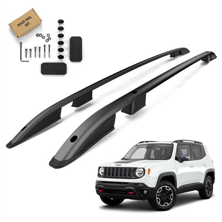 Roof rails for Jeep Renegade I (BU) 2014- | SKYPORT Black Aluminum Plastic