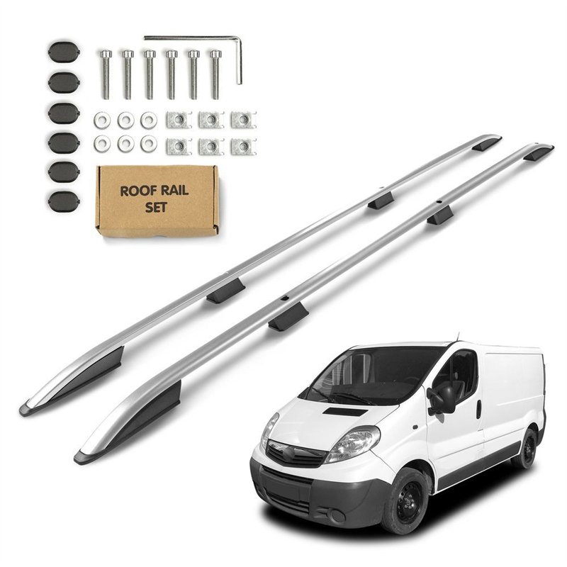 Roof rails for Opel Vivaro A X83 H1 L2 LWB 2001-2014 SKYPORT Aluminum Plas