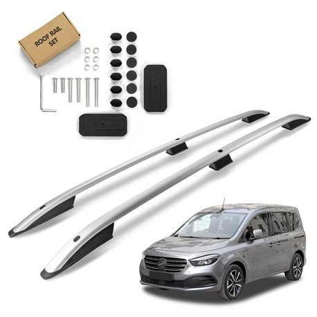 Roof rails for Mercedes T-Class W420 2022- SKYPORT Silver Aluminum Plastic