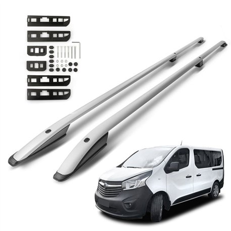 Roof rails for Opel Vivaro B X82 H1 L2 LWB 2014-2019 SKYPORT Aluminum Plas
