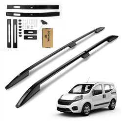 Roof rails for Fiat Qubo I 225 2008-2019 SKYPORT Black Aluminum Plastic