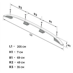 Relingi dachowe Citroen e-Jumpy I V H1 L2 Standard 2020- Aluminium plast