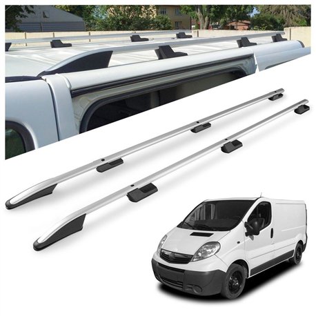 Roof rails for Opel Vivaro A X83 L2 LWB 2001-2014 Sport Aluminum Plastic