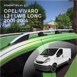 Roof rails for Opel Vivaro A X83 L2 LWB 2001-2014 Sport Aluminum Plastic