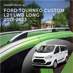 Roof rails for Ford Tourneo Custom I V362 L2 LWB 2012-2023 Sport Aluminum