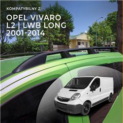 Relingi dachowe Opel Vivaro A X83 L2 LWB 2001-2014 Aluminium plast