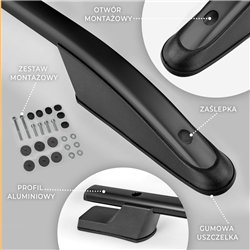 Roof rails for Fiat Fiorino III 225 2008-2018 Sport Black Aluminum Plastic