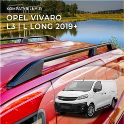 Roof rails for Opel Vivaro C L3 L 2019- Elegance Black Aluminum Plastic