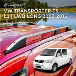 Roof rails for Volkswagen VW Transporter T5 L2 LWB 2003-2015 Elegance Alum
