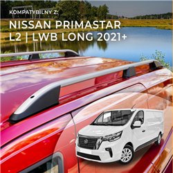 Roof rails for Nissan Primastar II X82 L2 LWB 2021- Elegance Aluminum Plas