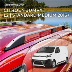 Roof rails for Citroen Jumpy III V H1 L2 Standard 2016- Elegance Aluminum