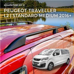 Roof rails for Peugeot Traveller I V L2 Standard 2016- Elegance Aluminum P