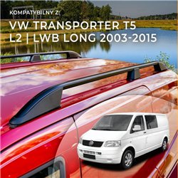 Roof rails for Volkswagen VW Transporter T5 L2 LWB 2003-2015 Elegance Alum