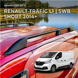 Roof rails for Renault Trafic III FG/JG L1 SWB 2014- Elegance Aluminum Pla