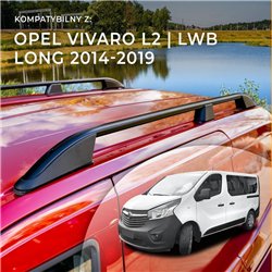 Roof rails for Opel Vivaro B X82 L2 LWB 2014-2019 Elegance Aluminum Plasti