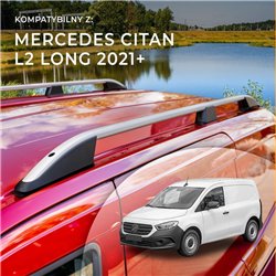 Roof rails for Mercedes Citan W420 L2 2021- Elegance Aluminum Plastic