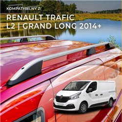 Roof rails for Renault Trafic III FG/JG L2 Grand 2014- Elegance Aluminum P