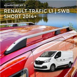 Roof rails for Renault Trafic III FG/JG L1 SWB 2014- Elegance Aluminum Pla
