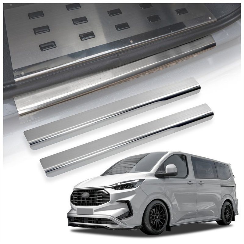 Front sill trims for Ford Tourneo Custom II V710 2023- Silver steel brushed