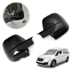 Mirror covers for Peugeot Partner II (B9 | X) FL 2012-2018 Black ABS Piano