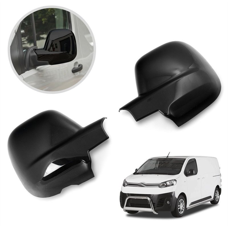 Mirror covers for Citroen Dispatch III (V) 2016- | Black ABS plastic Piano