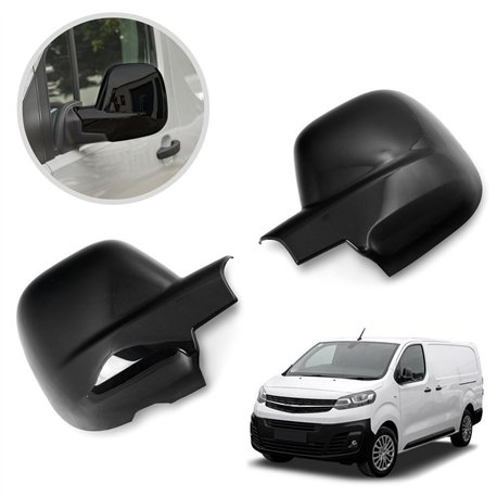 Mirror covers for Opel Vivaro C 2019- | Black ABS plastic Piano