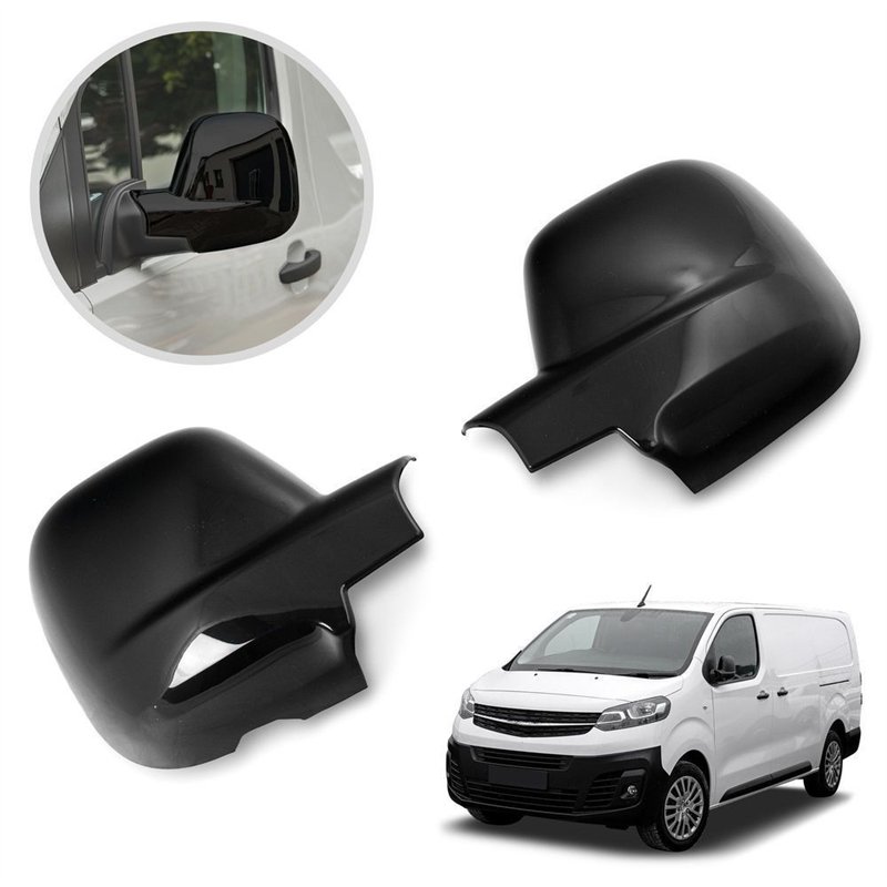 Mirror covers for Opel Vivaro C 2019- | Black ABS plastic Piano