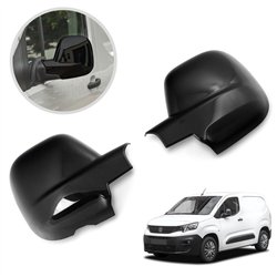 Mirror covers for Peugeot Partner III (K9) 2018- | Black ABS plastic Piano