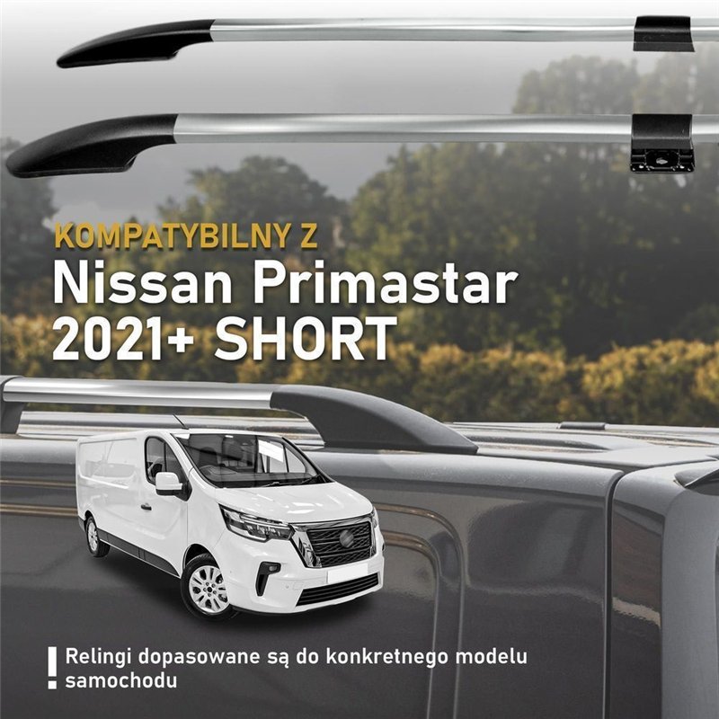 Relingi dachowe dzielone Nissan Primastar II X82 L1 SWB 2021- Alum