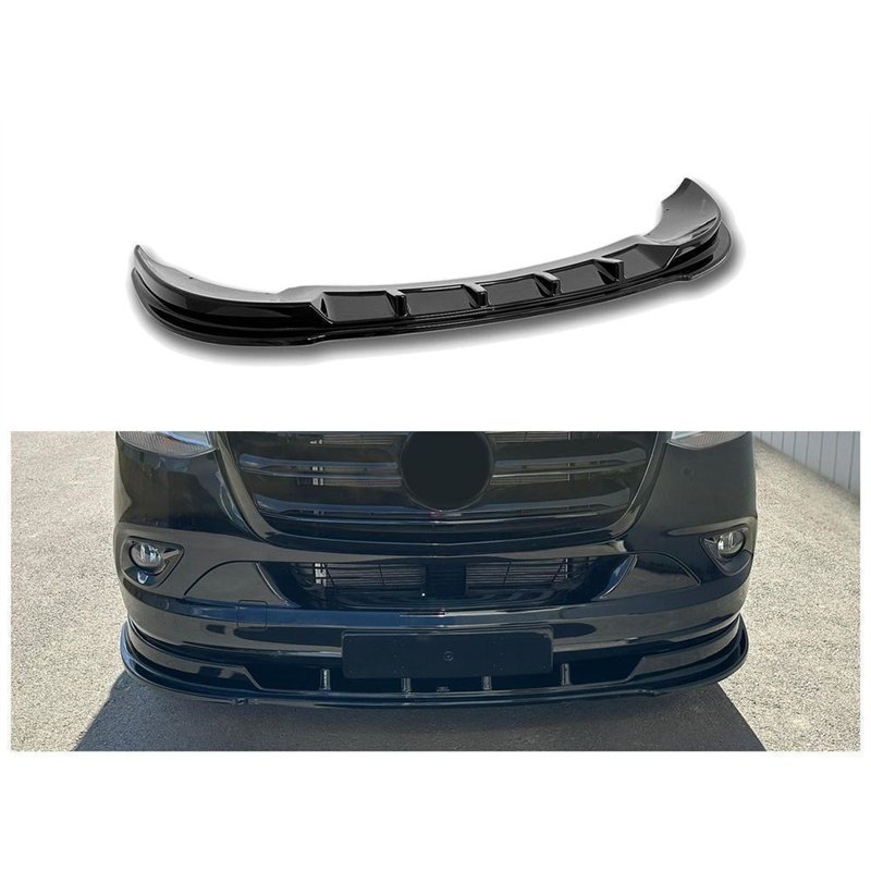 Front splitter for Mercedes Sprinter (W907) 2018- | Black ABS plastic Shiny