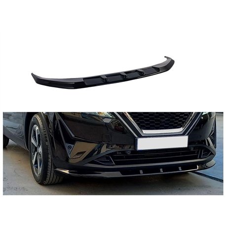 Front splitter for Nissan Qashqai III (J12) 2021- | Black ABS plastic Shiny