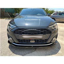 Front splitter for Audi A3 Sportback Hatchback IV 8Y 5D 2020- Black ABS