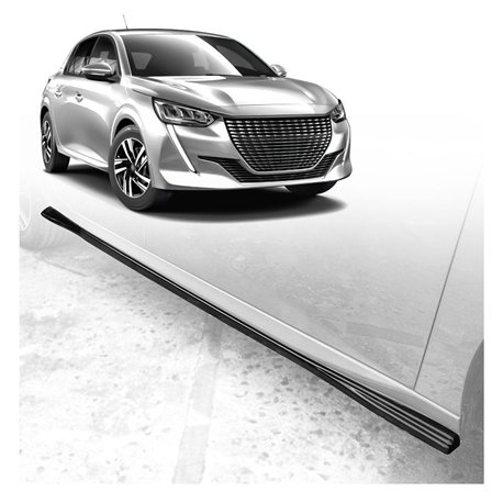 Side skirt extensions for Peugeot 208 Hatchback II P21 U 2019- Black ABS