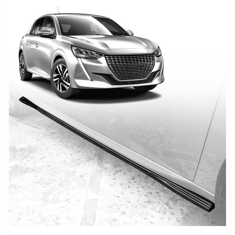 Side skirt extensions for Peugeot 208 Hatchback II P21 U 2019- Black ABS
