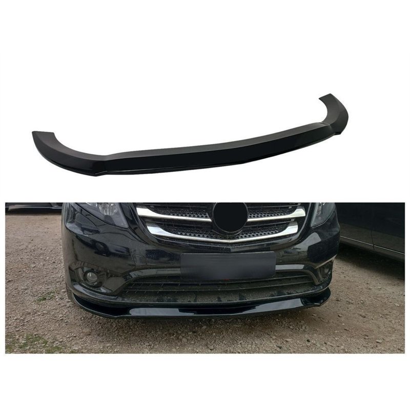 Front splitter for Mercedes Vito (W447) 2014- | Black ABS plastic Shiny