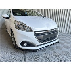 Front splitter for Peugeot 208 Hatchback I (A9 | C) FL 2015-2019 Black ABS
