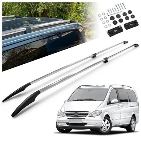 Split roof rails for Mercedes Viano W639 L2 LWB 2003-2014 Solid Aluminum P