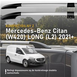 Split roof rails for Mercedes Citan W420 L2 2021- Solid Aluminum Plastic