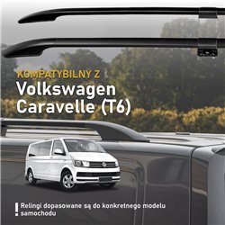 Split roof rails for Volkswagen VW Caravelle T6 L1 SWB 2015-2019 Solid Alu