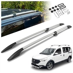 Split roof rails for Dacia Dokker I KE K9K 2012-2021 Solid Aluminum Plasti