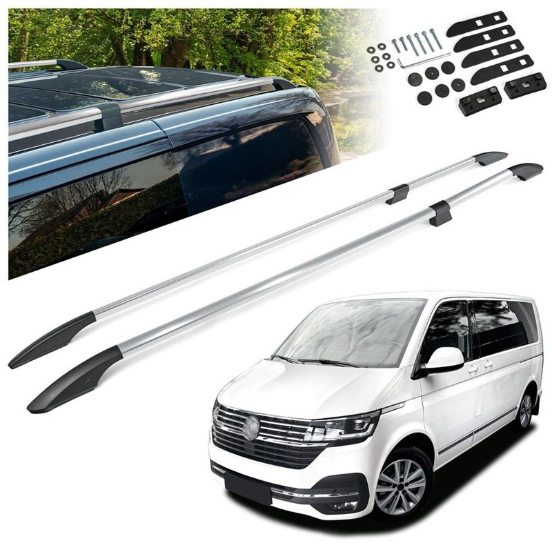 Split roof rails for Volkswagen VW Multivan T6.1 L1 SWB 2019-2022 Solid Al