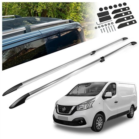 Split roof rails for Nissan NV300 I X82 L2 LWB 2016-2021 Solid Aluminum Pl