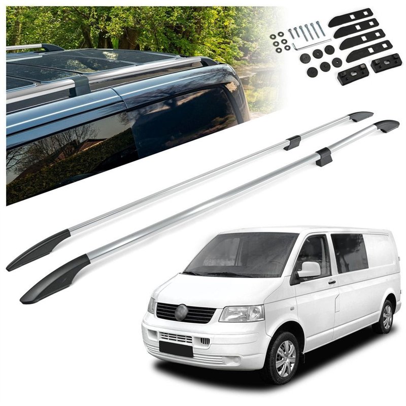 Split roof rails for Volkswagen VW Transporter T5 L1 SWB 2003-2015 Solid A