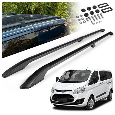 Split roof rails for Ford Tourneo Custom I V362 L2 LWB 2012-2023 Solid Alu