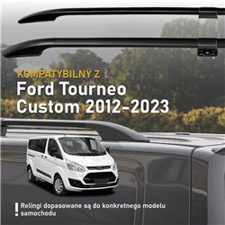 Split roof rails for Ford Tourneo Custom I V362 L2 LWB 2012-2023 Solid Alu