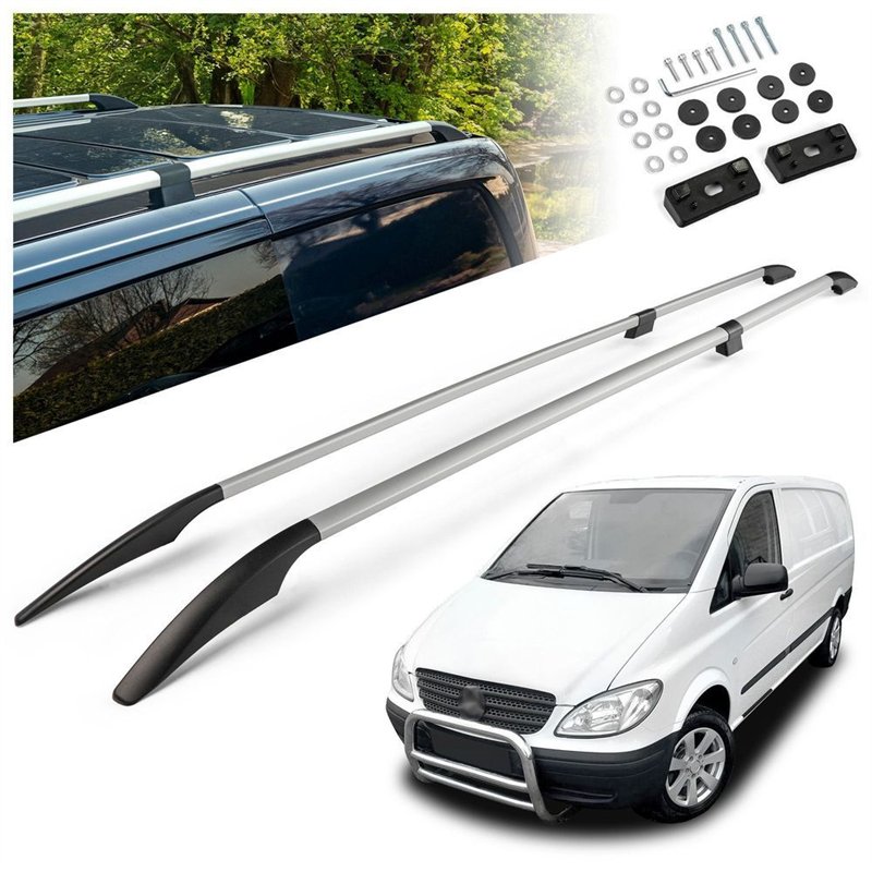 Split roof rails for Mercedes Vito W639 L1 SWB 2003-2014 Solid Aluminum Pl