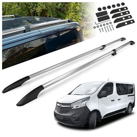 Split roof rails for Opel Vivaro B X82 L1 SWB 2014-2019 Solid Aluminum Pla